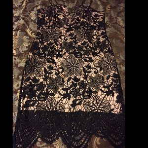 Black lace with nude underneath party dress